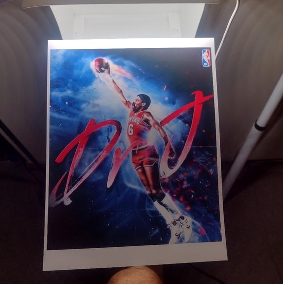 NEW! JULIUS ERVING DR.J SIXERS 8.5x11 ULTRA GLOSSY OLD SCHOOL COLOR ART🏀POSTER! - Picture 6 of 7
